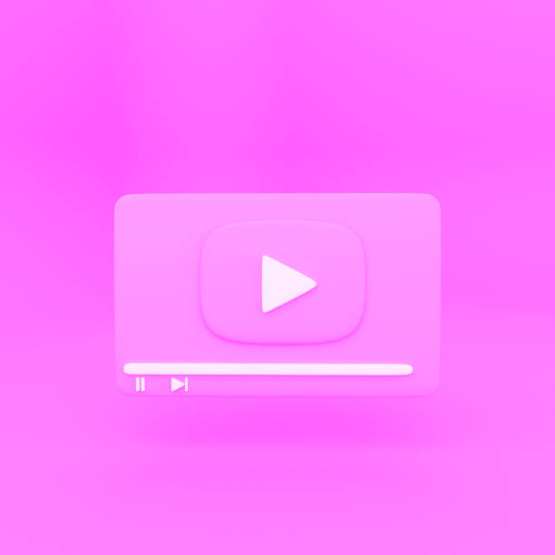 istock creative minimal style 4k Video media player Interface isolated on pink background. design for Social media, banner, poster and website. 3d rendering 1340585176