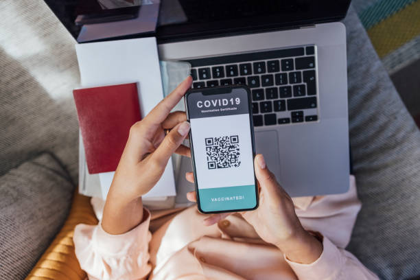 istock An Anonymous Woman Using Digital Passport App on Mobile Phone 1340589301
