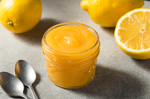 Homemade Sweet Organic Lemon Curd in a Jar