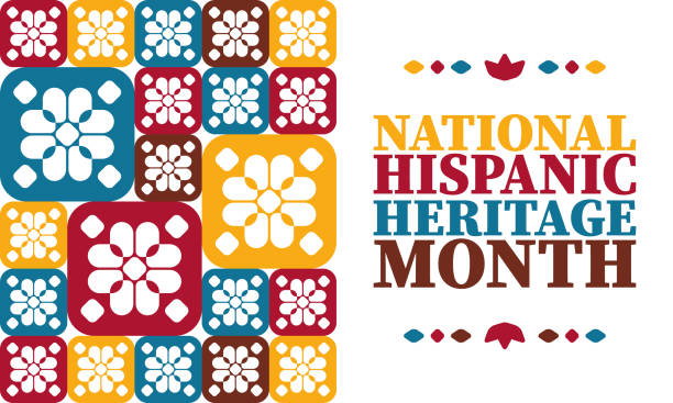 national hispanic heritage month in united states. celebrate annual in september and october. latin american and hispanic ethnicity culture. national fabric textures. traditional festival and parade. vector poster illustration - hispanic heritage month 幅插畫檔、美工圖案、卡通及圖標
