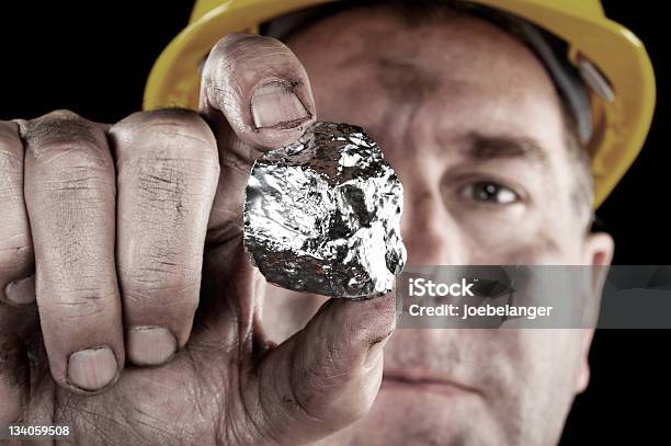 Silver Miner With Nugget Stock Photo - Download Image Now - Silver - Metal, Silver Colored, Mining - Natural Resources