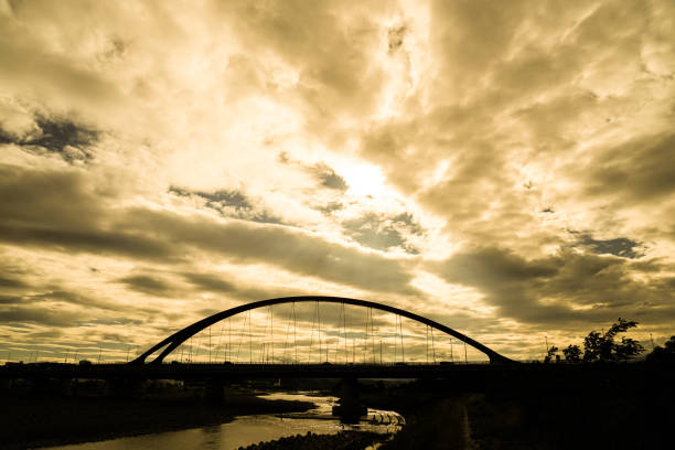 Tama Bridge and dusk sky. Shooting Location: Tokyo Akishima