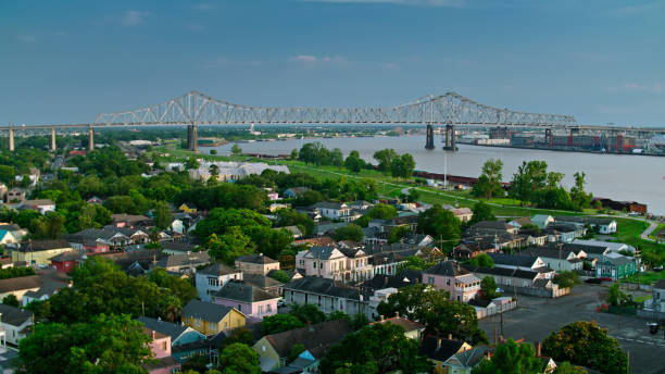 istock Algiers Point and Crescent City Connection Bridge in New Orleans - Aerial 1340600542