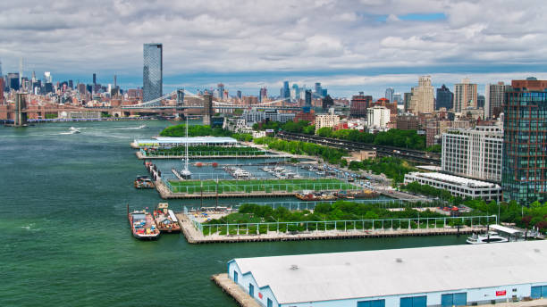 istock Aerial View of Piers on Brooklyn Waterfront 1340602576