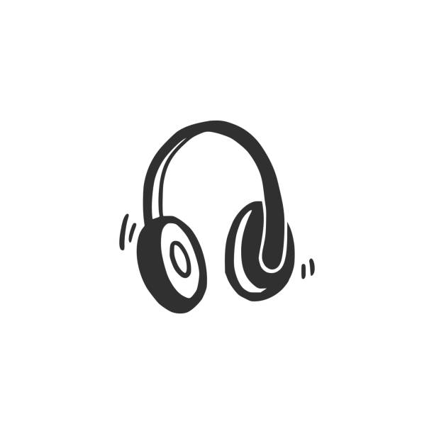 Hand drawn headphone. Doodle sketch style. Hand drawn headphone. Doodle sketch style. Drawing line simple earphone icon. Isolated vector illustration. headphones illustrations stock illustrations