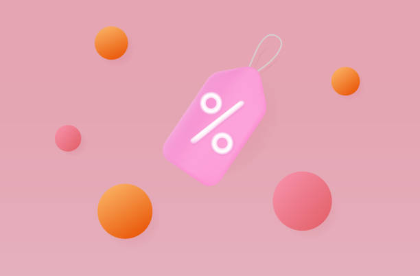istock Discount coupon 3d or voucher. Loyalty program, sale with a low price tag and gifts. Purchase concept with promotional advertising offer and bonus. Favorable discount with cashback.Vector illustration 1340604427