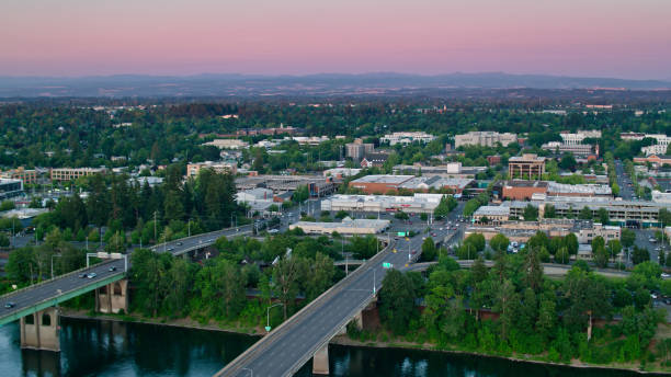 istock Dusk in Salem, OR - Aerial 1340606075