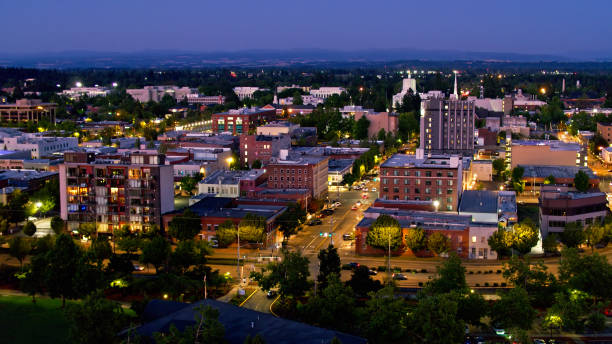 istock Drone Shot of Salem, Oregon at Night 1340606099