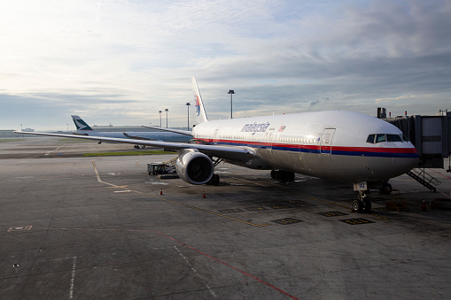 Kuala Lumpur, Malaysia - 25 November, 2014: Malaysia Airlines (MAS) airplane boarded at tarmac in Kuala Lumpur International Airport.