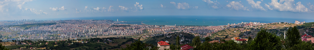 Panoramic view of the navigable channels of empuriabrava and the gulf of roses in girona spain