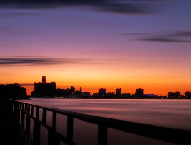 istock Detroit, Michigan - Long Exposure Skyline at Dusk 1340624781