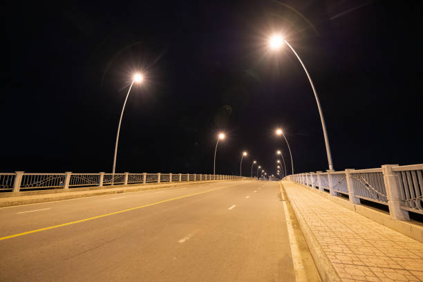 Lonesome road on Phong Chau bridge during social distancing because of Covid 19, Nha Trang city, Khanh Hoa province, central Vietnam