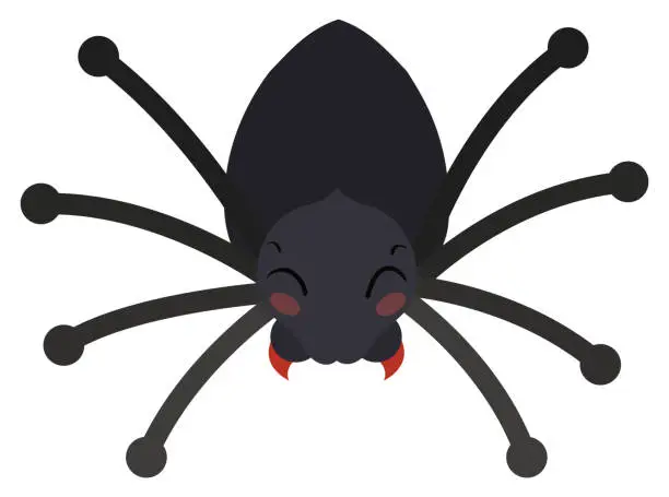 Vector illustration of Dark and Friendly Spider in Flat Style