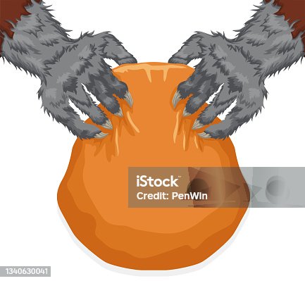 istock Werewolf Hands Holding a Bag over White Background 1340630041