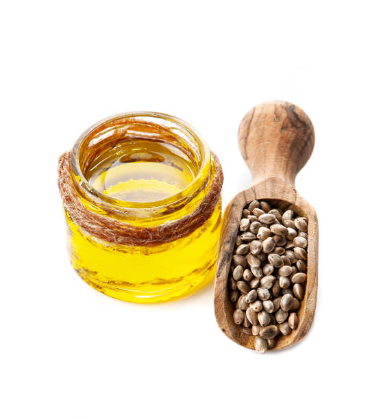 istock Hemp oil with hemp seed 1340631931