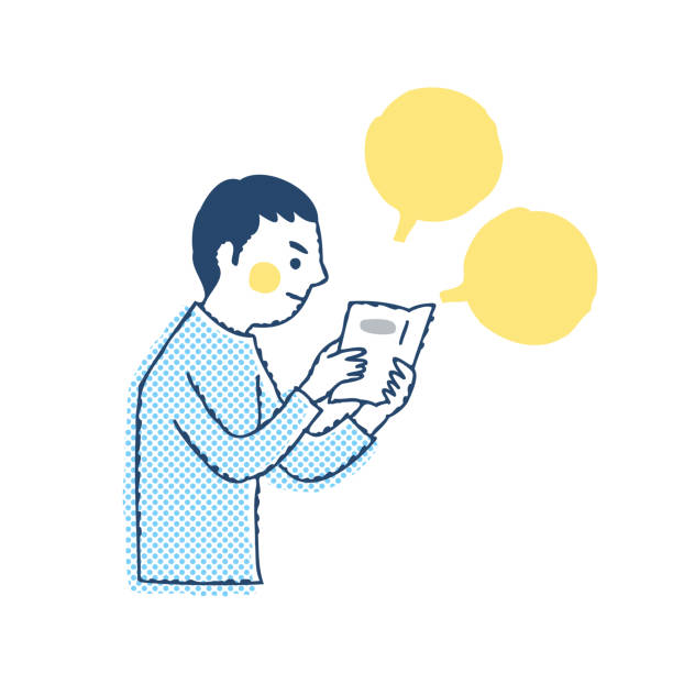 ilustrações de stock, clip art, desenhos animados e ícones de a man reading the manual seriously - exam report card letter a test results