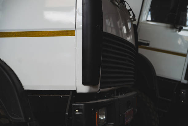 istock Front part of a white truck cab 1340637240