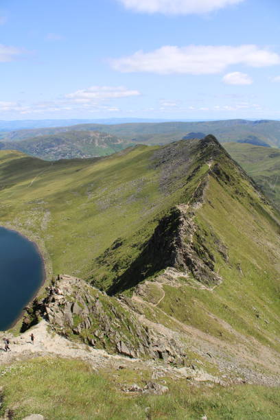 Striding Edge - Helvellyn Striding edge view from the ascent of Helvellyn striding edge stock pictures, royalty-free photos & images