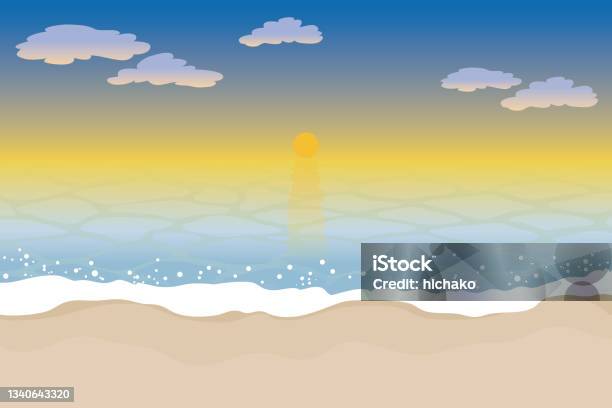 Illustration Of Sunrise Seascape Stock Illustration - Download Image Now - Backgrounds, Banner - Sign, Beach