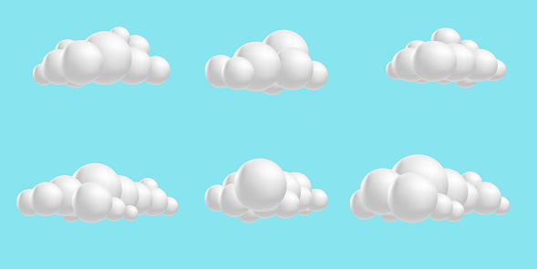 Set Clouds Fluffy 3d Mesh Cartoon Soft Render Clouds Collection Icons On A  Blue Sky Vector Illustration Stock Illustration - Download Image Now -  iStock