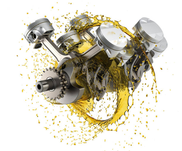 istock 3d illustration Engine pistons and crankshaft with lubricant oil 1340648083