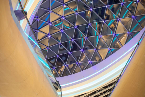 istock blurred abstract background of mirrored ceiling in showroom, horizontal 1340648204