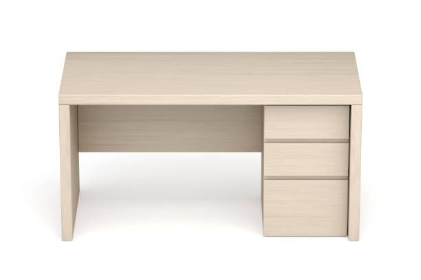 istock Front view of wooden desk 1340649057