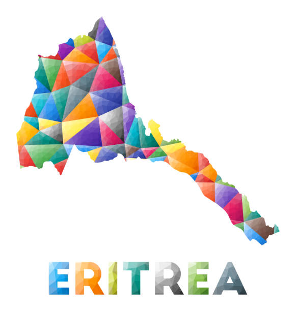 Eritrea - colorful low poly country shape. Eritrea - colorful low poly country shape. Multicolor geometric triangles. Modern trendy design. Vector illustration. silhouette of a eritrea stock illustrations