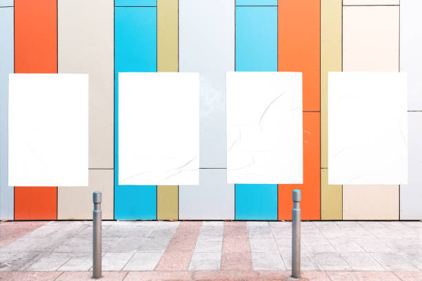 istock geometrical wall and four white glued wrinkled poster templates 1340653096