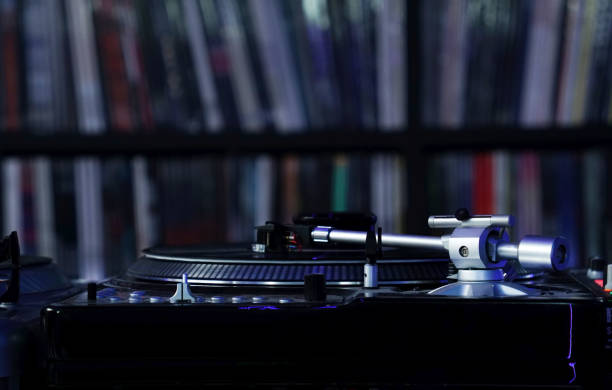 istock music player for records and discs. Black vinyl record 1340655958