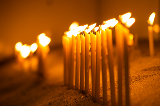 Burning candles in Orthodox church