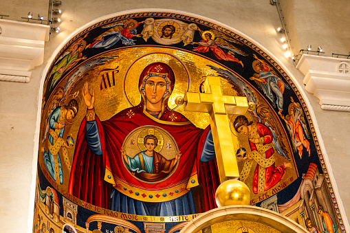 The Blessed Virgin Mary mural in Orthodox Church