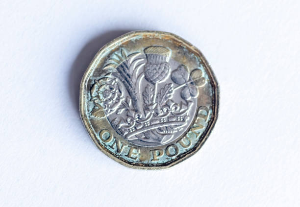 moneta da una sterlina - one pound coin british coin old uk foto e immagini stock