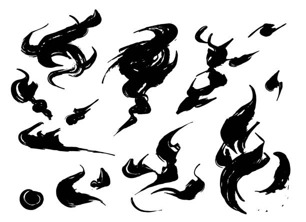 stockillustraties, clipart, cartoons en iconen met brush character handwriting soaring flame - shodo