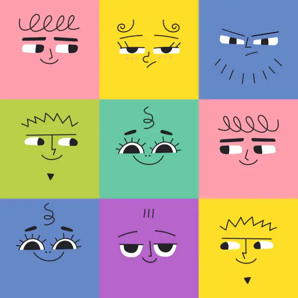 Vector illustration of faces seamless pattern