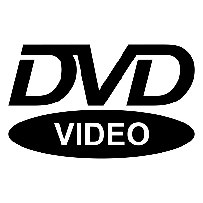 DVD video icon black and white, outline