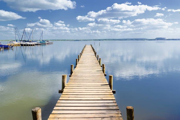 pontile - steinhuder meer foto e immagini stock