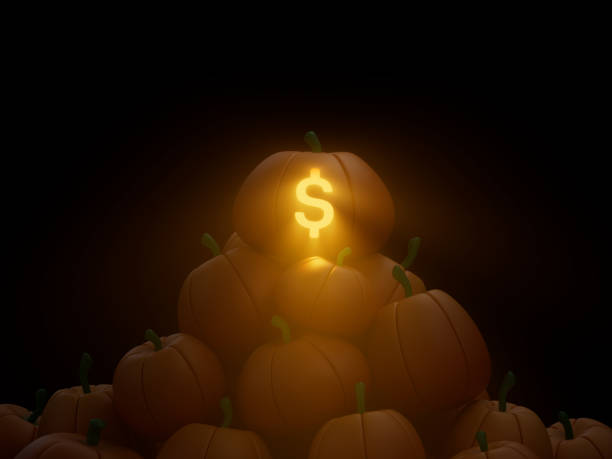 istock USD Carved Pumpkin Stack Pile Crypto Currency 3D Illustration Render Dark Lighting 1340667068