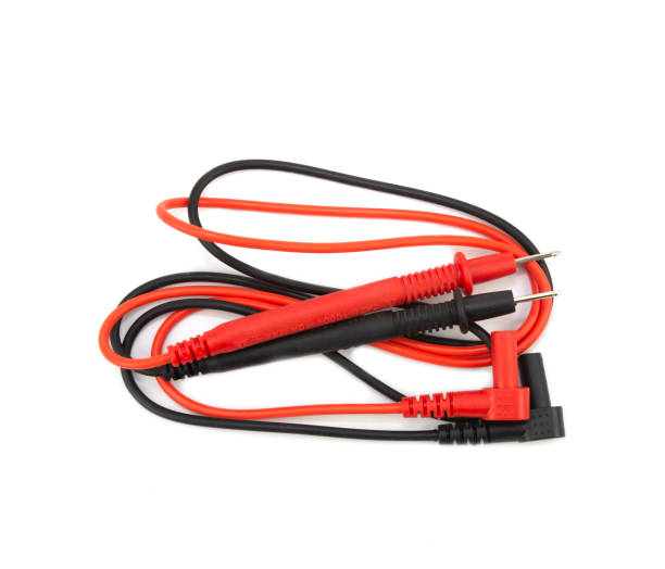 istock Red and black wires with probes for tester isolated on a white background. 1340667102