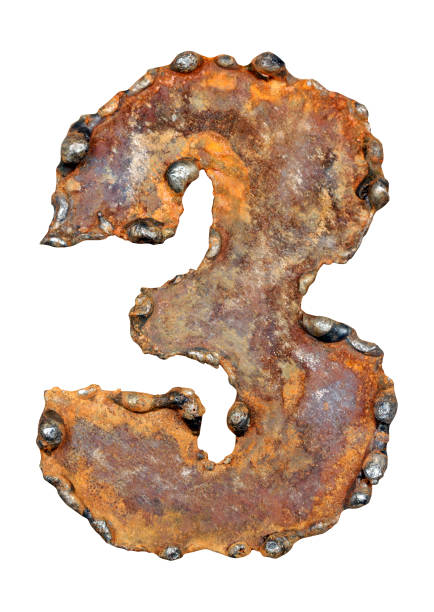 istock Alphabet number 3 made of weld rusty metal sheet. 1340675140