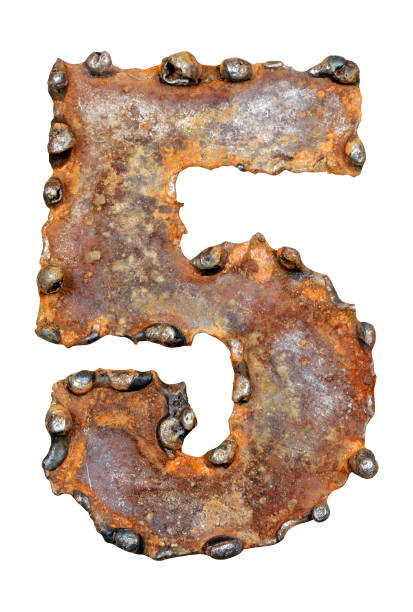 istock Alphabet number 5 made of weld rusty metal sheet. 1340675149