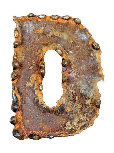 istock Alphabet letter d made of weld rusty metal sheet. 1340675177