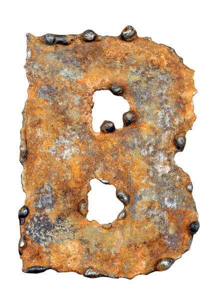 istock Alphabet letter b made of weld rusty metal sheet. 1340675178