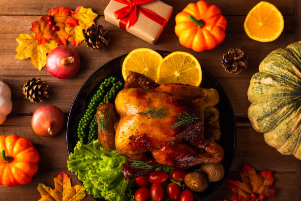 istock Thanksgiving roast turkey or chicken and vegetables 1340675905