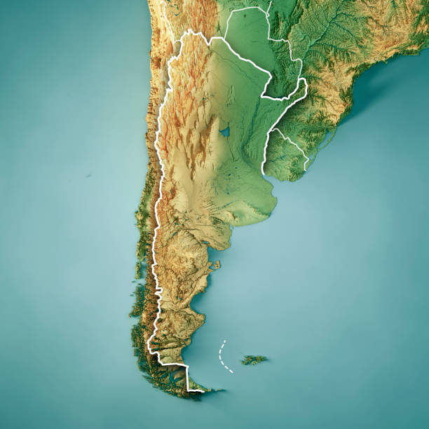 istock Argentina 3D Render Topographic Map Color Border 1340677943