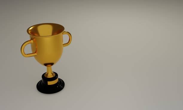 istock First place gold trophy cup isolated on GREY background. 3d rendering 1340680698