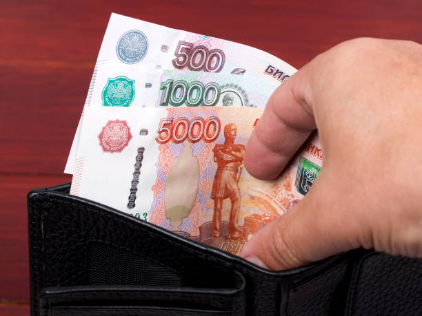 istock Russian money in the black wallet 1340682782