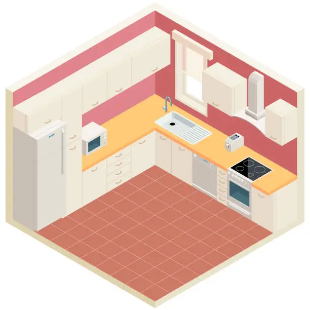 Vector illustration of Isometric Kitchen