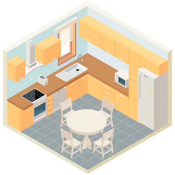 Vector illustration of Isometric Kitchen