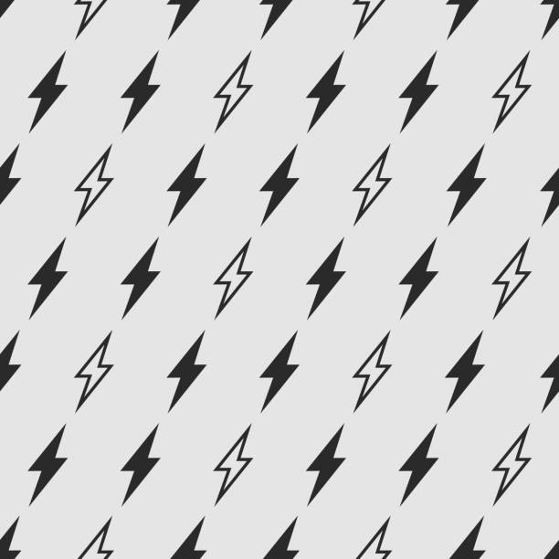 illustrations, cliparts, dessins animés et icônes de motif transparent avec des icônes d’éclairs noirs sur fond gris. illustration vector 10 eps. - lightning thunderstorm storm vector